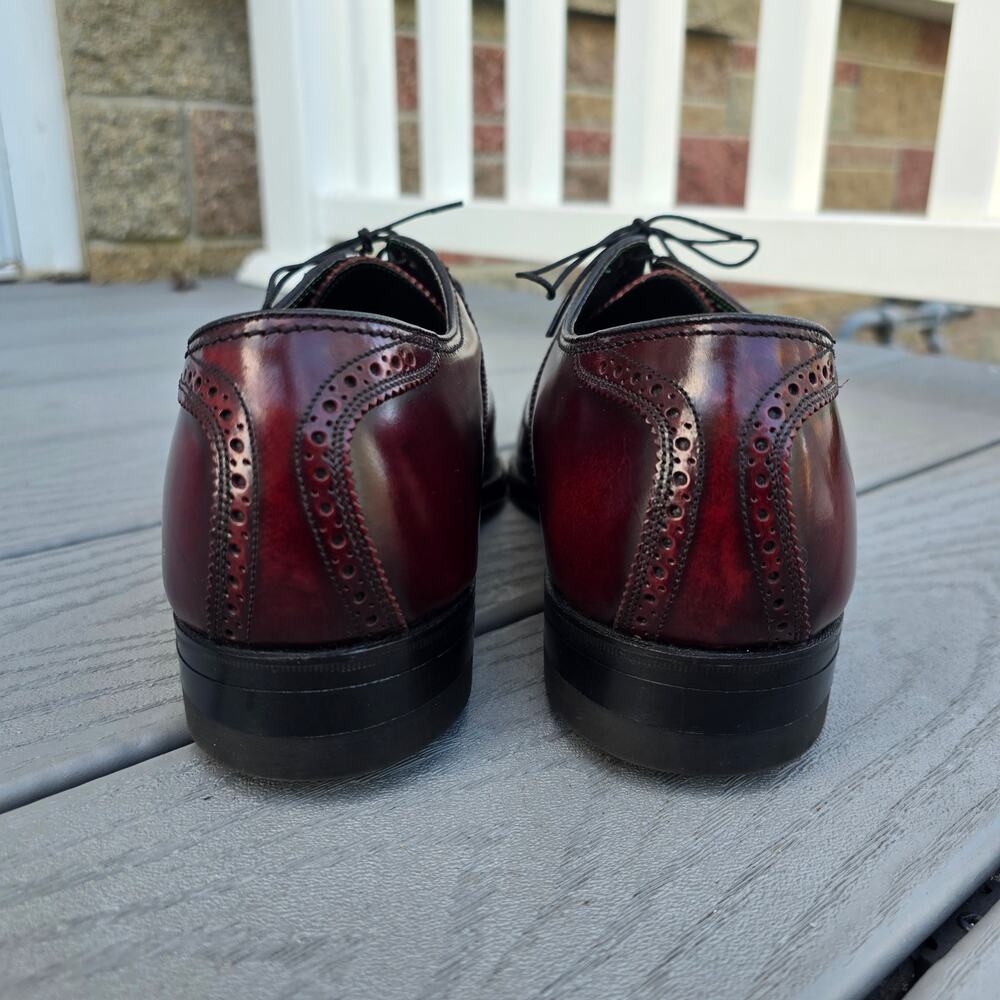 Florsheim Imperial Leather Oxford brogue Cap Toe dress Shoes Burgundy, Size 11 - Picture 4 of 9